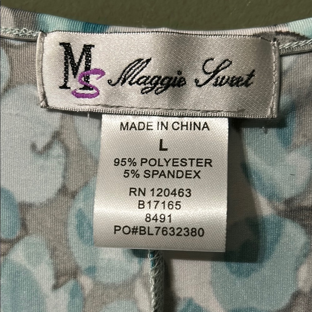 Elegant Floral V-Neck Midi Dress with shrug- teal, gray and White - Picture 2 of 5